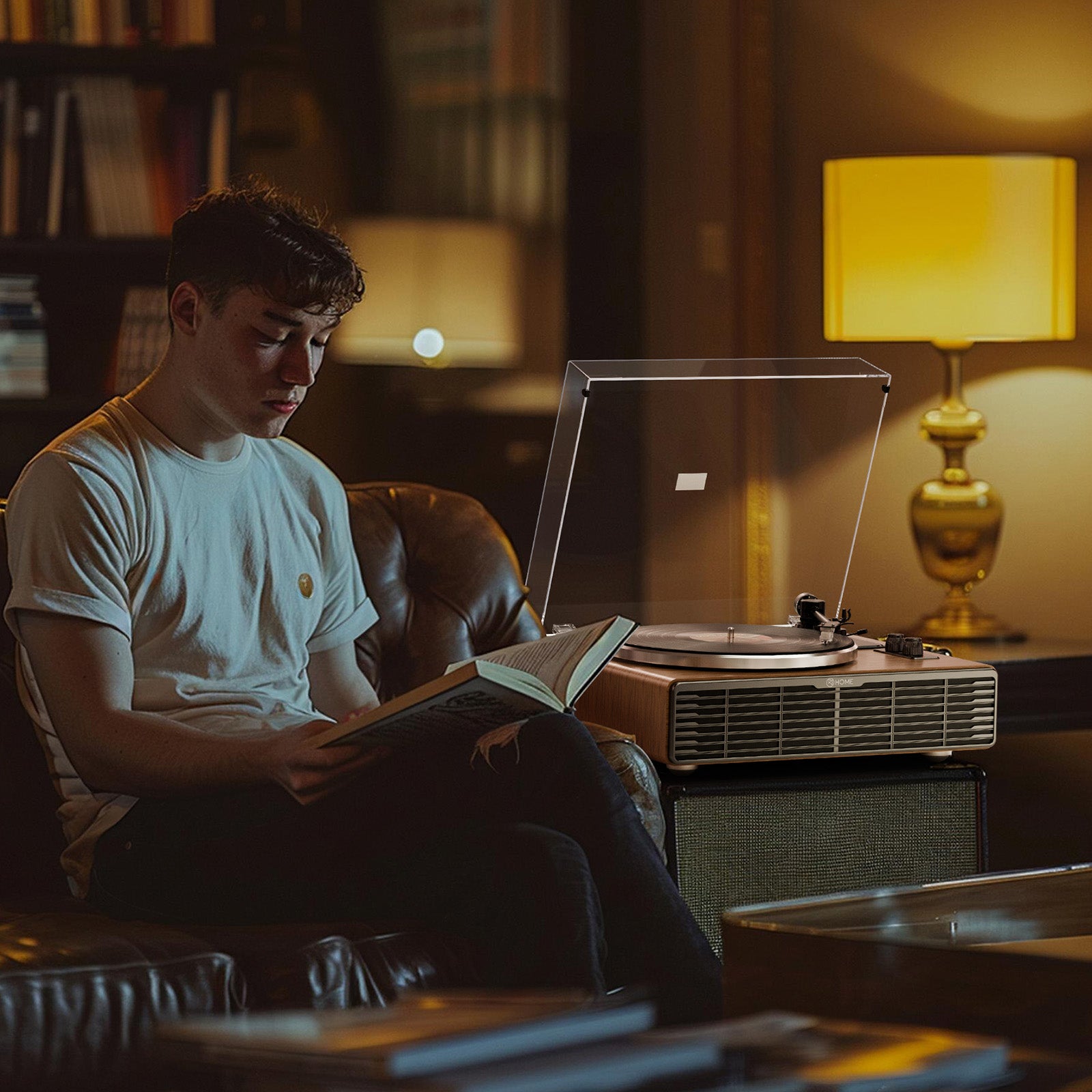 Vinyl Record Player, All-in-one Record Player with Built-in Speakers, Bluetooth Turntable for High Fidelity Sound, Aux-in Functionality, 2 Speed, for Sound Enjoyment and Home Decor