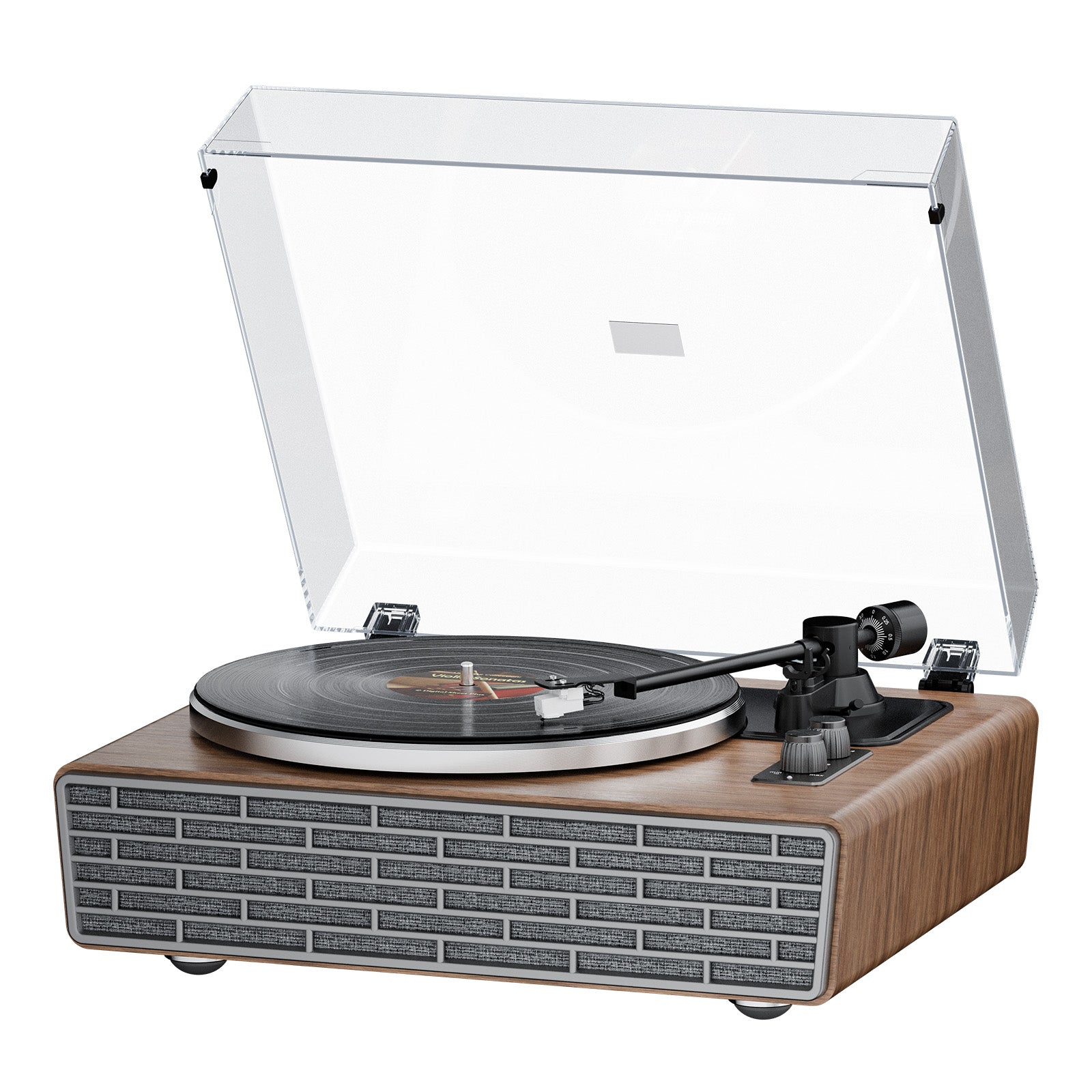 XJ-HOME Vinyl Record Player with Treble/Bass Speakers,AUX in/RCA out,Auto Off