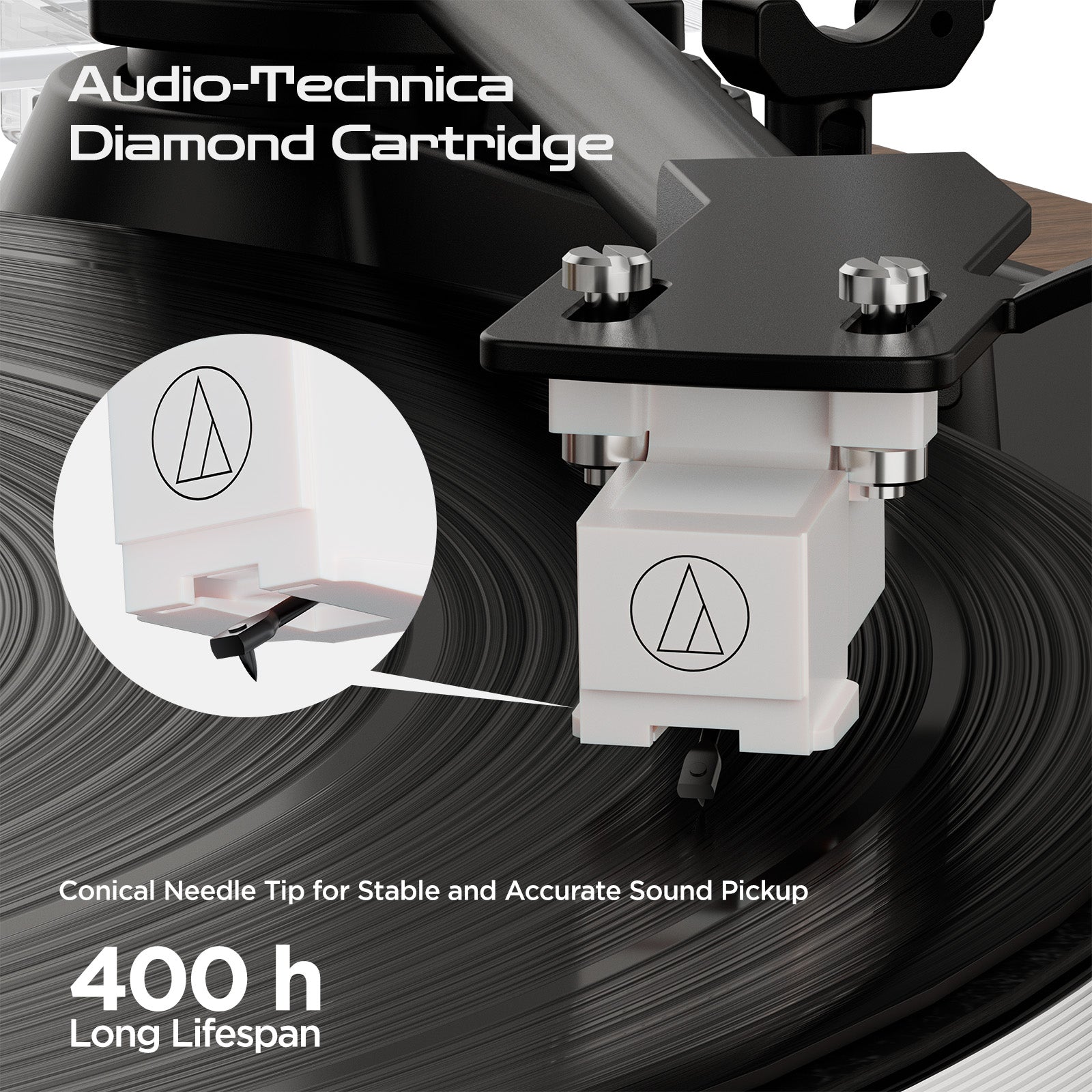 XJ-HOME High Fidelity Turntables for Vinyl Records with Magnetic Cartridge AT-3600L MM,Belt Drive 2-Speed,Auto Off