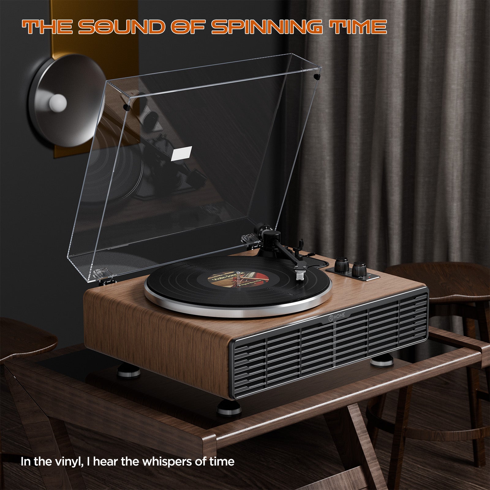 Vinyl Record Player, All-in-one Record Player with Built-in Speakers, Bluetooth Turntable for High Fidelity Sound, Aux-in Functionality, 2 Speed, for Sound Enjoyment and Home Decor