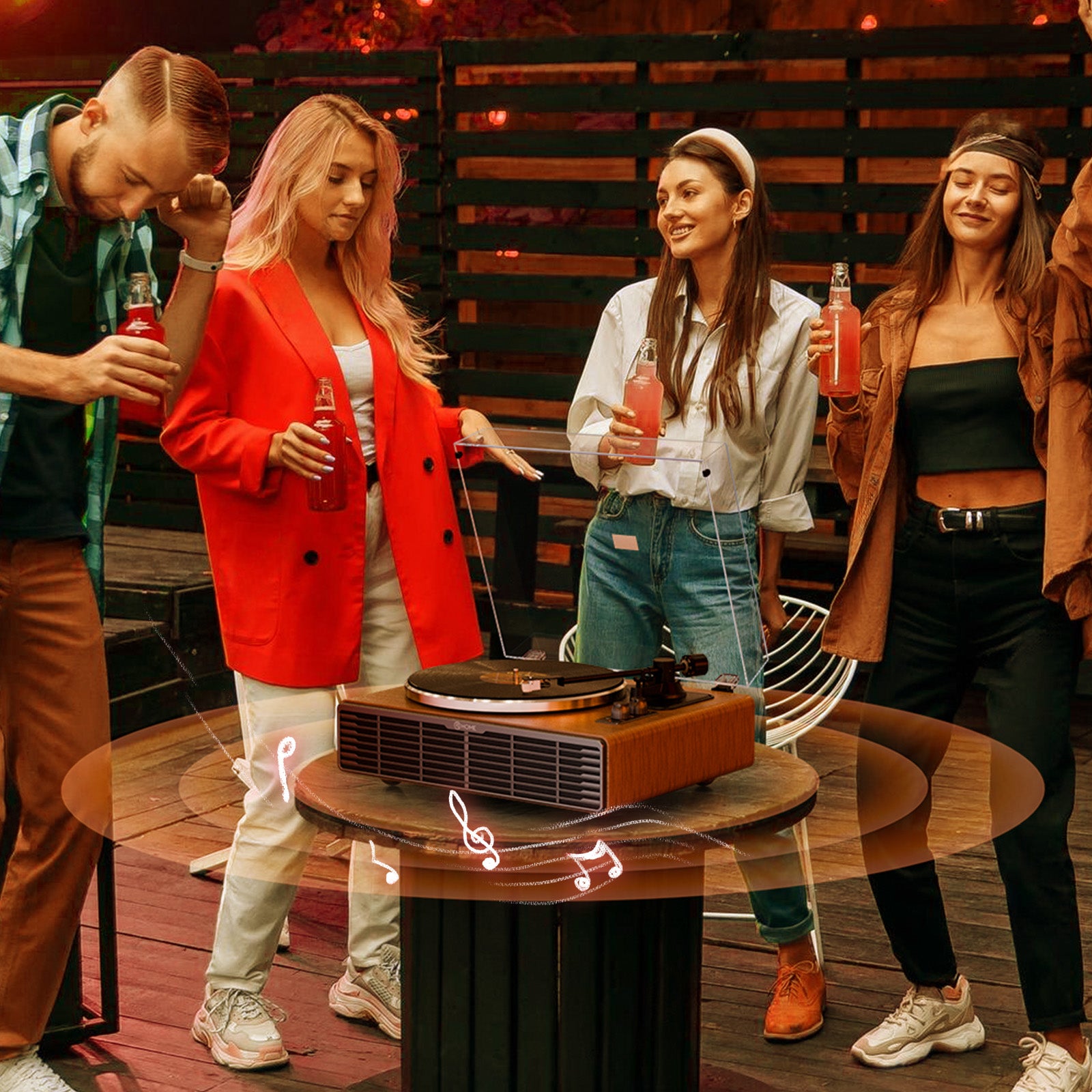 Vinyl Record Player, All-in-one Record Player with Built-in Speakers, Bluetooth Turntable for High Fidelity Sound, Aux-in Functionality, 2 Speed, for Sound Enjoyment and Home Decor