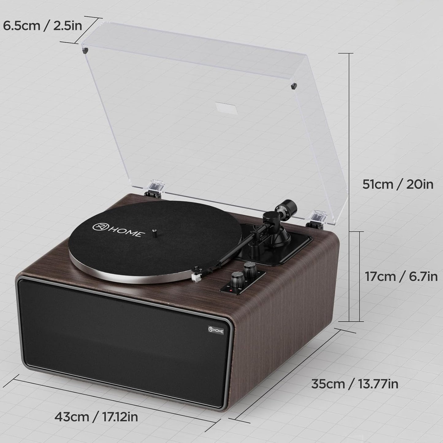 XJ-HOME All-in-One Vinyl Record Player（Black Walnut Wood）