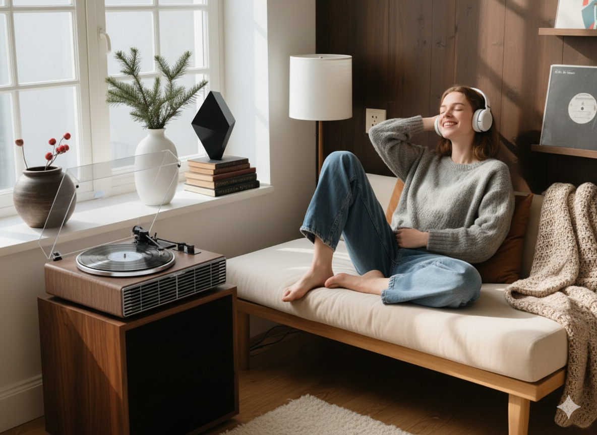 Vinyl Record Player, All-in-one Record Player with Built-in Speakers, Bluetooth Turntable for High Fidelity Sound, Aux-in Functionality, 2 Speed, for Sound Enjoyment and Home Decor